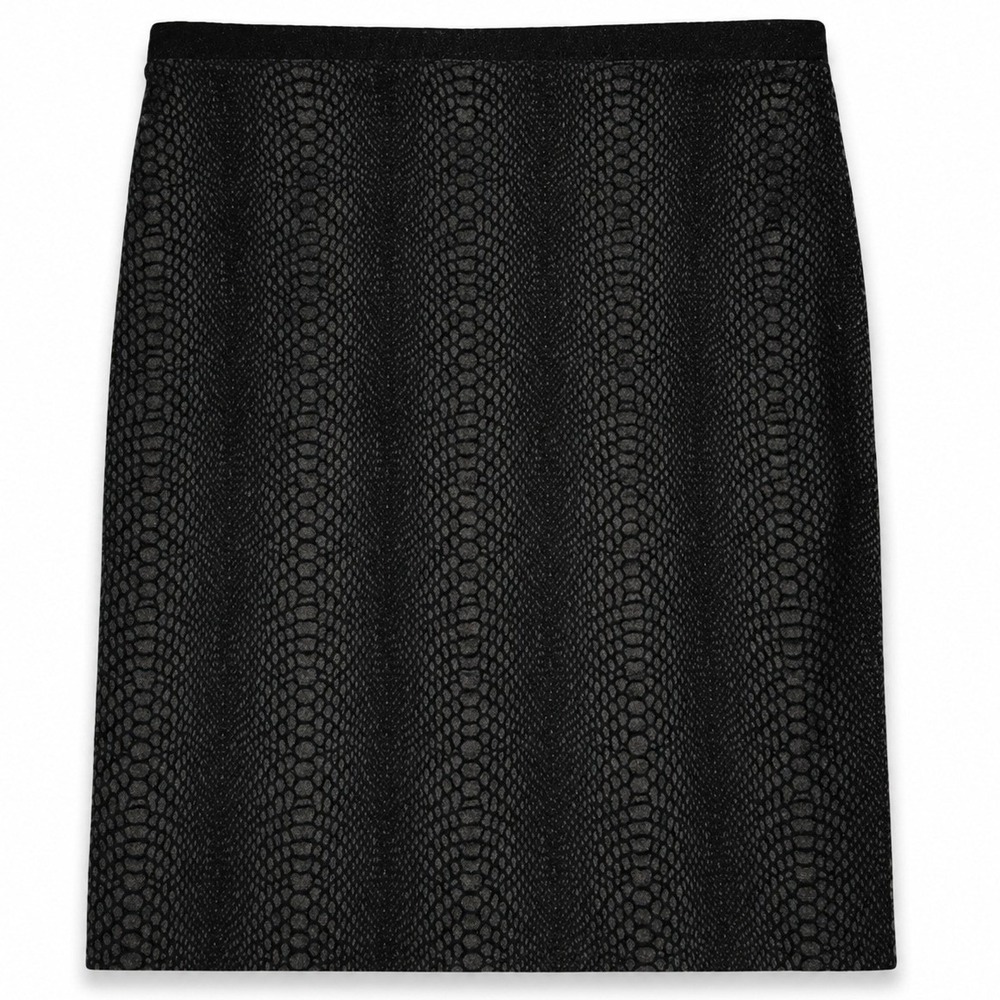 Karen Kane Pencil Skirt Womens Large Black Snake Jacquard Stretch Knit Pull On